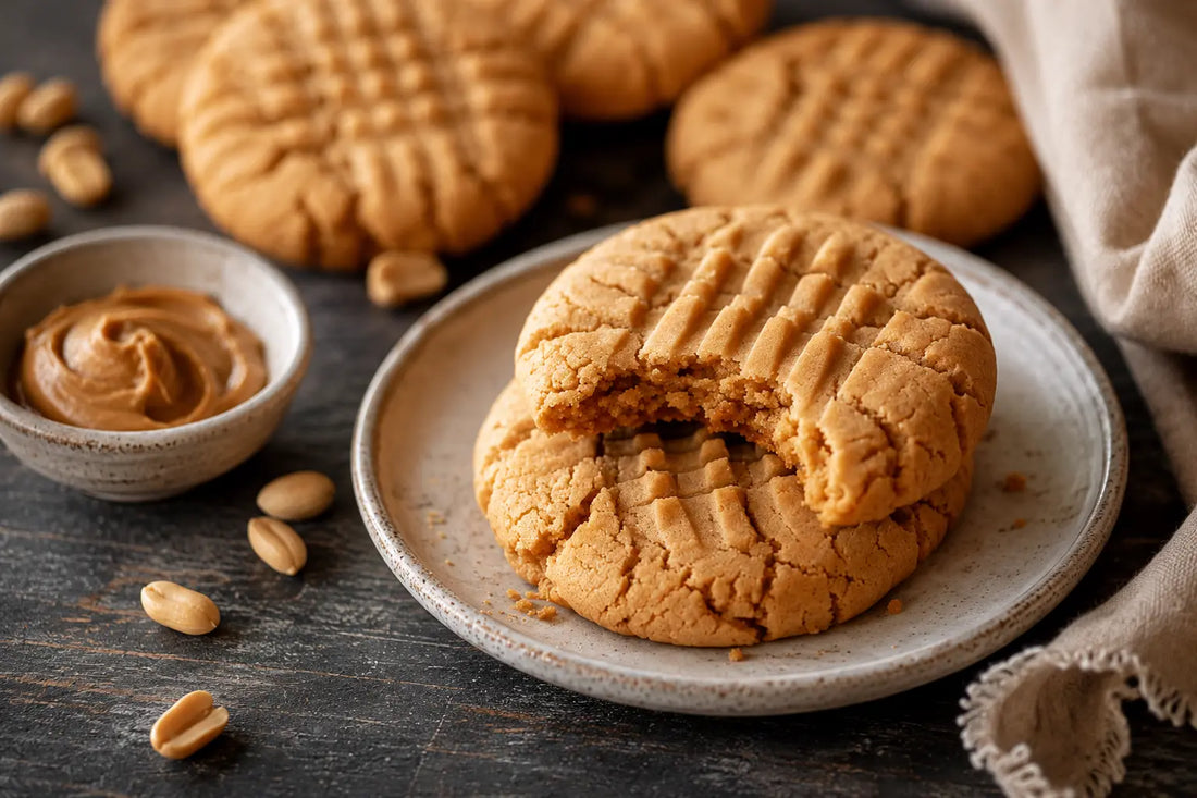 Homemade peanut butter cookies made with Nautty Peanut Butter