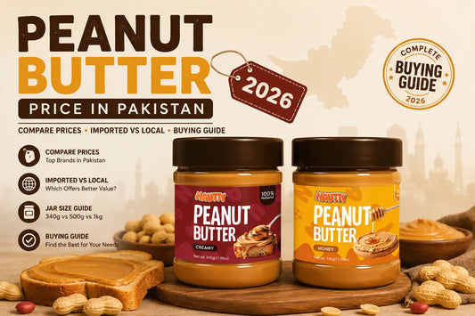 Peanut Butter Price in Pakistan 2026 comparison guide featuring Nautty Peanut Butter flavours