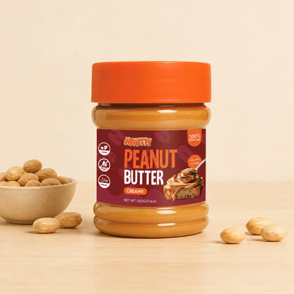 Nautty Creamy Peanut Butter 500g jar with roasted peanuts in Pakistan