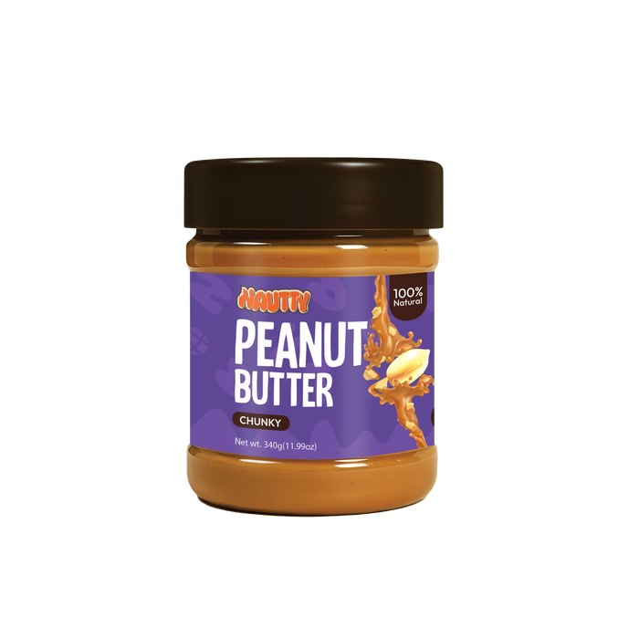 Nautty Chunky Peanut Butter flavor jar in Pakistan