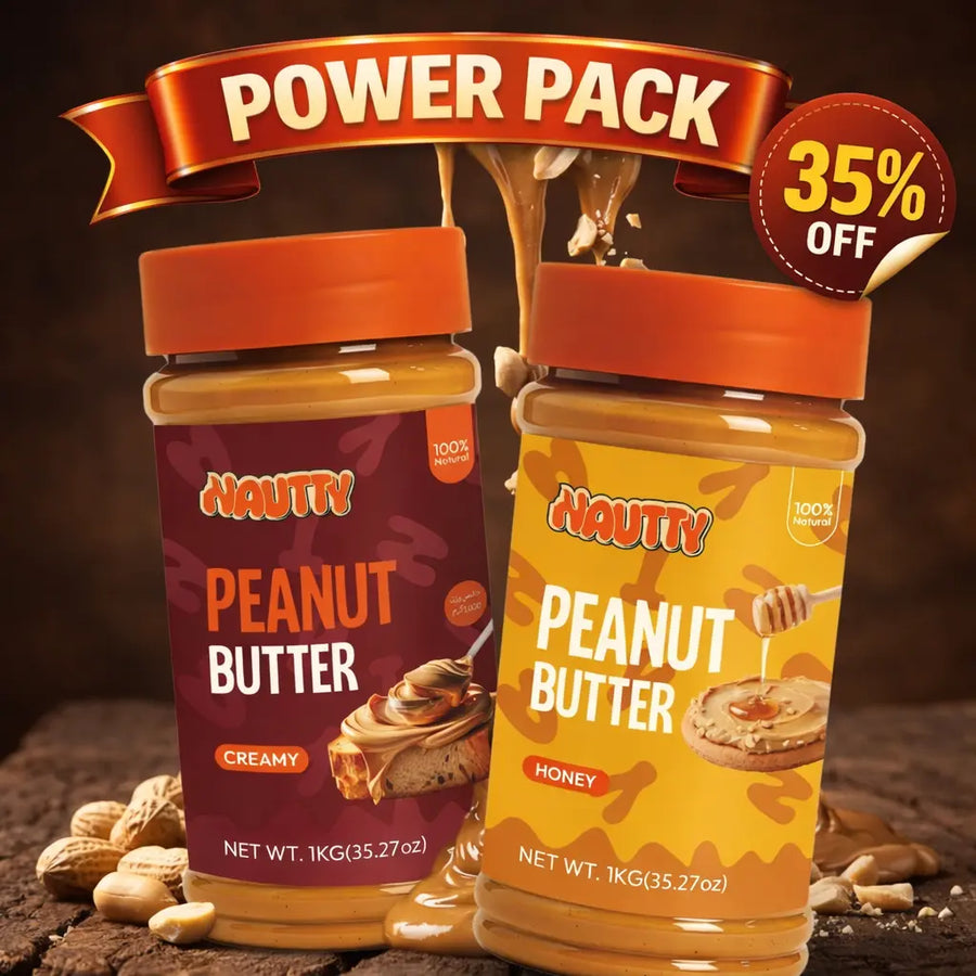 Nautty Starter Duo peanut butter bundle with creamy and chunky jars in Pakistan