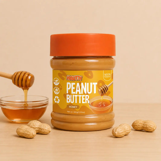 Nautty Honey Peanut Butter Jar 500g with Honey Roasted Peanuts in Pakistan 