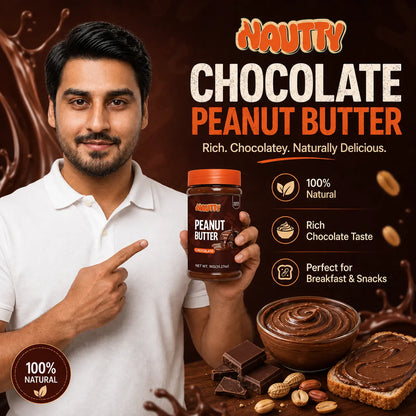 Nautty Chocolate Peanut Butter 1kg for breakfast snacks and chocolate lovers in Pakistan