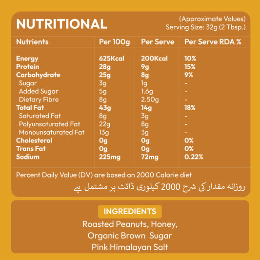 Ingredients information for Nautty Honey Peanut Butter 500g