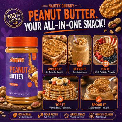 Nautty Chunky Peanut Butter 500g all in one snack ideas