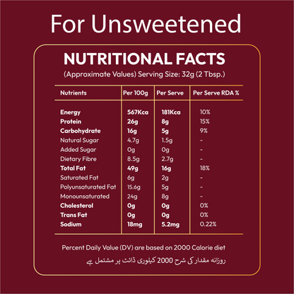 Nautty Unsweetened Creamy Peanut Butter nutrition facts and nutritional information