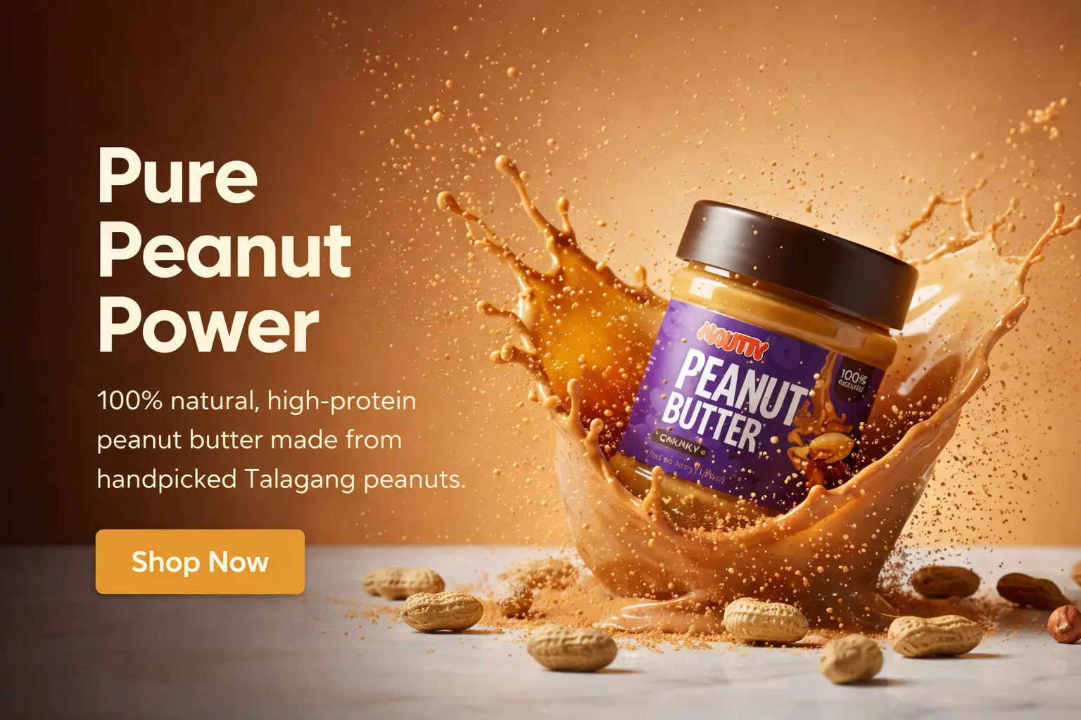 100% Organic 1kg Peanut Butter Jar