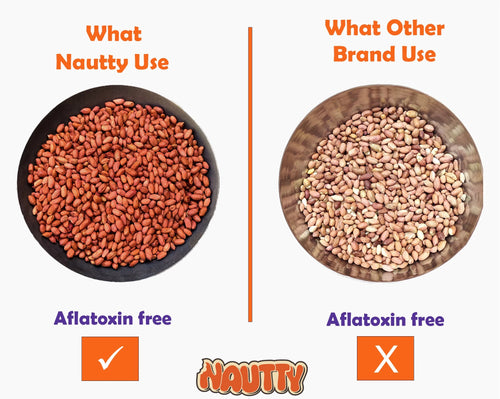 Nautty Peanut Butter premium peanut sourcing compared with ordinary peanuts