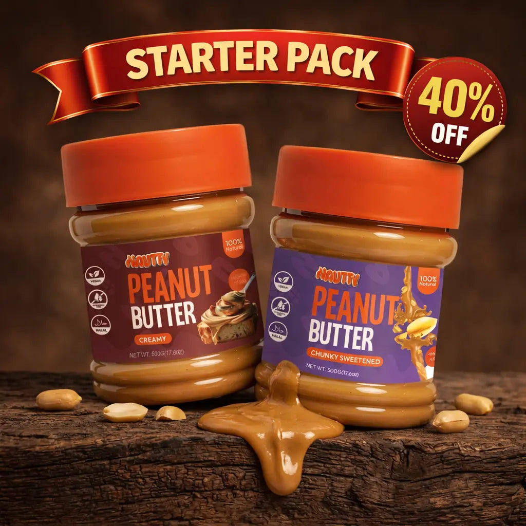 Nautty Peanut Butter Classic Duo bundle with creamy and chunky jars in Pakistan