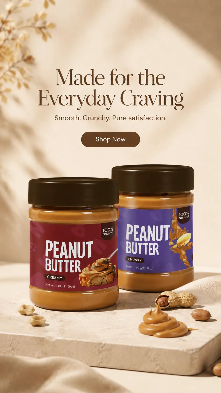 Nautty Peanut Butter mobile hero banner in Pakistan