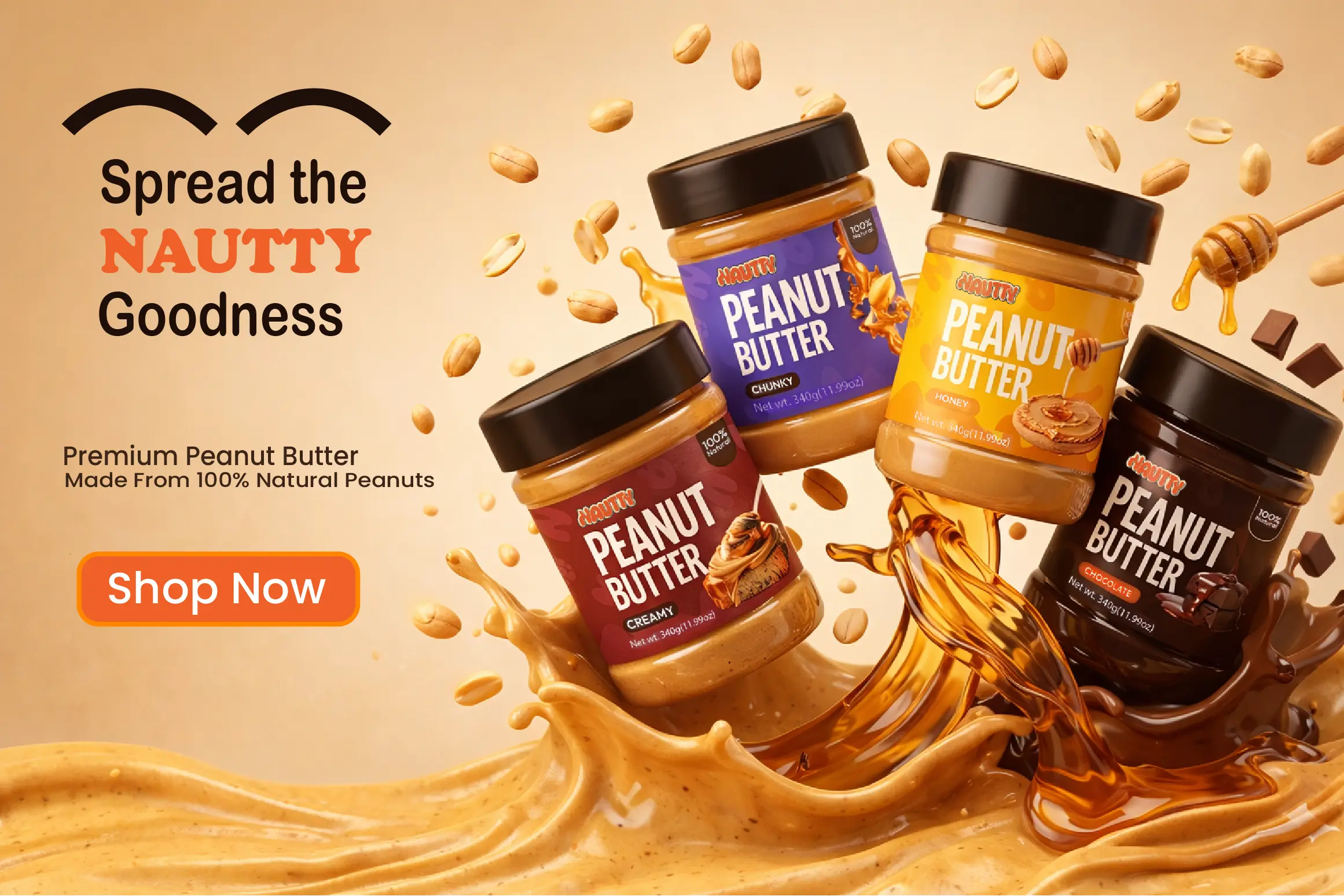 Nautty peanut butter – premium organic peanut butter brand in Pakistan made from 100% natural peanuts